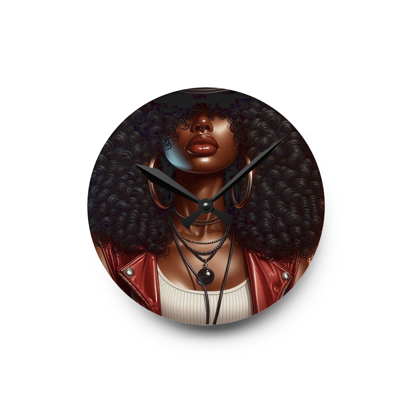 Boho Chic Acrylic Wall Clock, Unique Home Decor, Afrocentric Wall Art, Modern Clock Decor, Gift for Her, Fashion Wall Clock