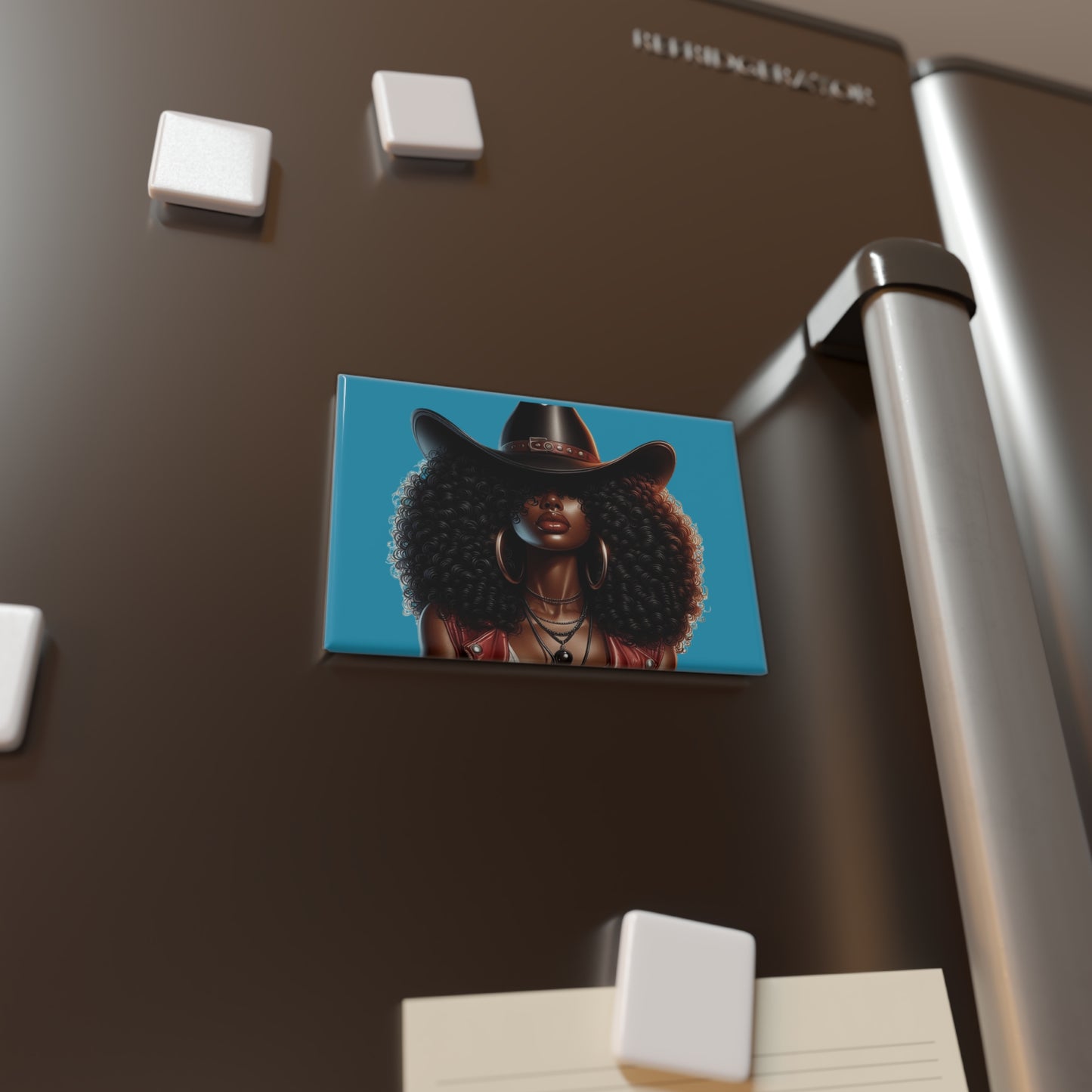 Stylish Art Magnet with Curly Hair Design, Decorative Fridge Magnet, Unique Gift for Home, Afrocentric Decor, Wall Art Accessory