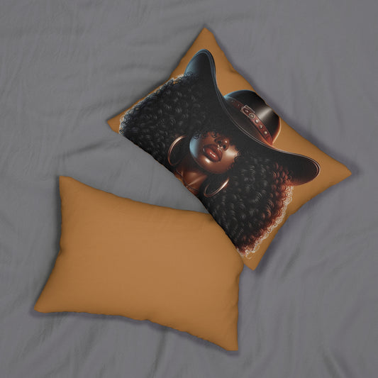 Chic Afro Woman Decorative Lumbar Pillow, Bohemian Home Decor, Gift for Her, Couch Cushion, Unique Throw Pillow