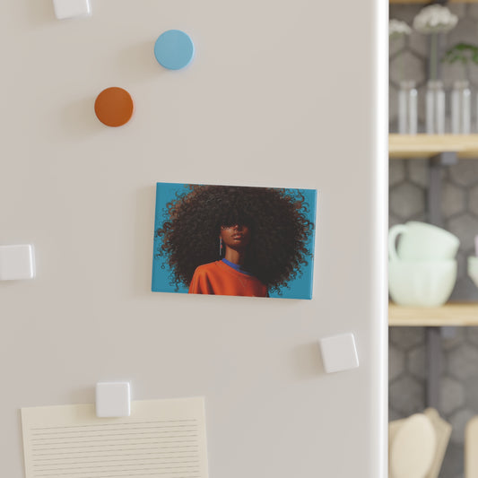 Stylish Art Magnet with Curly Hair Design, Decorative Fridge Magnet, Unique Gift for Home, Afrocentric Decor, Wall Art Accessory