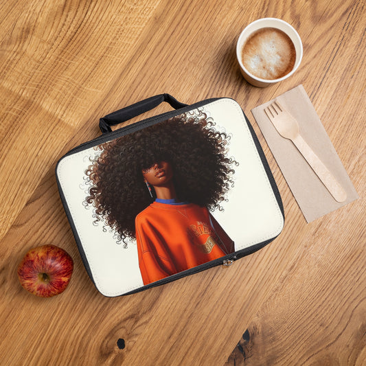 Chic Insulated Lunch Bag with Afro Art - Stylish Meal Container for School, Work, Picnics, Birthdays, and Holidays