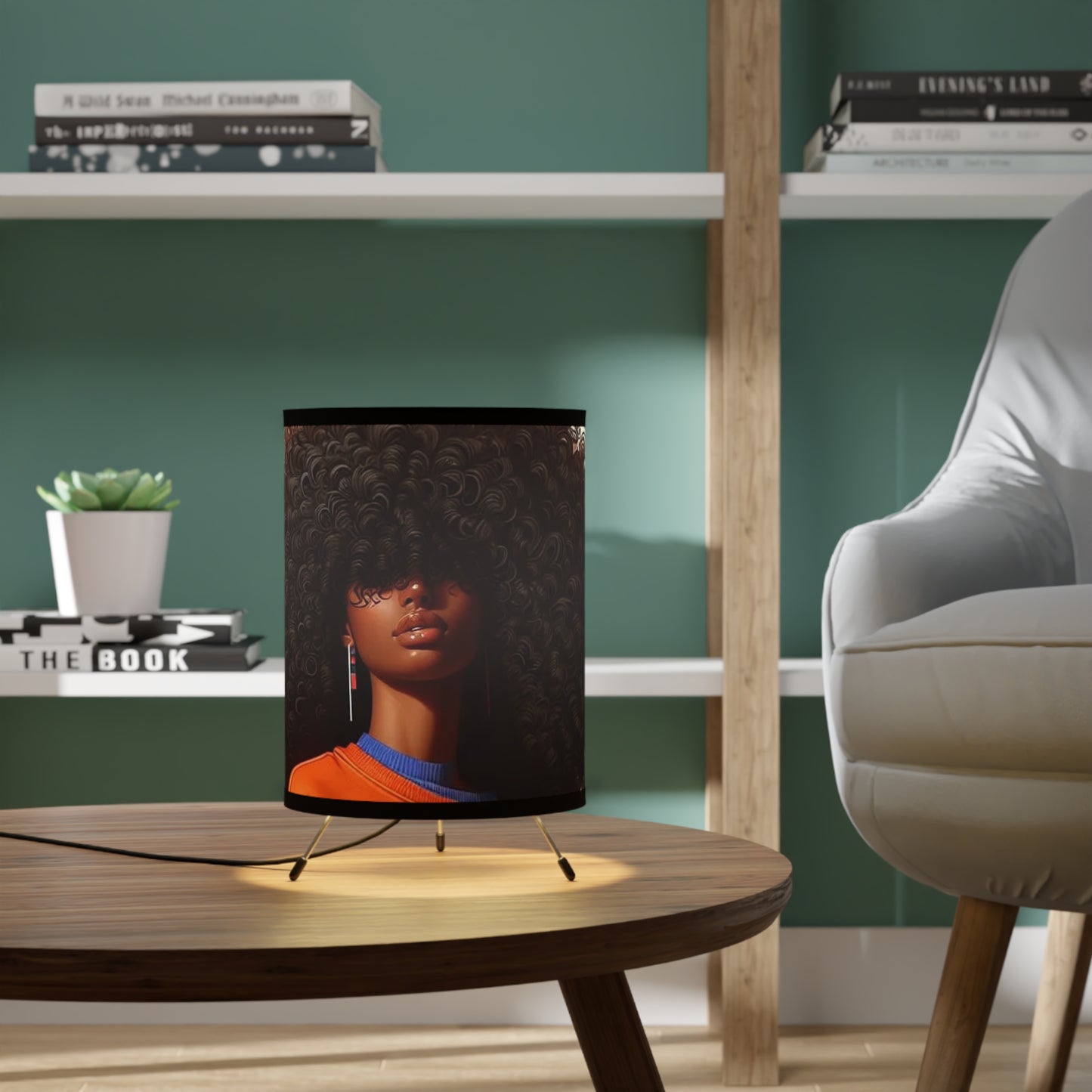 Chic Tripod Lamp with High-Res Printed Shade, Home Decor, Unique Lighting, Modern Design, Boho Aesthetic, Gift for Her