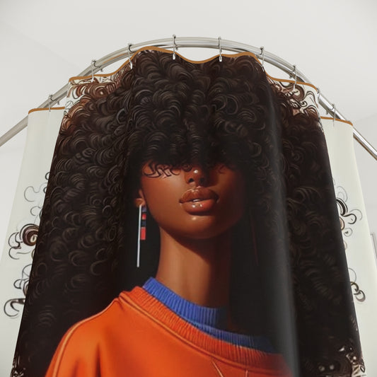 Funky Curly Hair Shower Curtains - Chic Bathroom Decor, Unique Gift for Hair Lovers, Modern Home, Stylish Bathroom Accessories, Boho Design