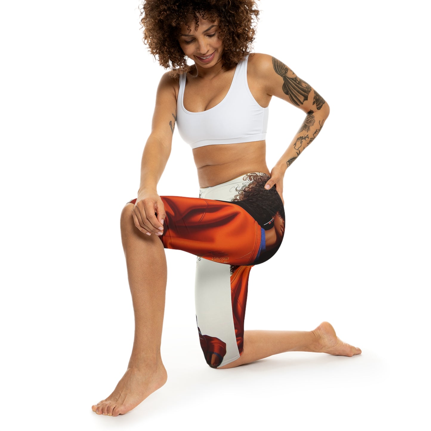 Bold Print Capri Leggings, Stylish Activewear, Trendy Sports Leggings, Women’s Fashion, Casual Everyday Wear
