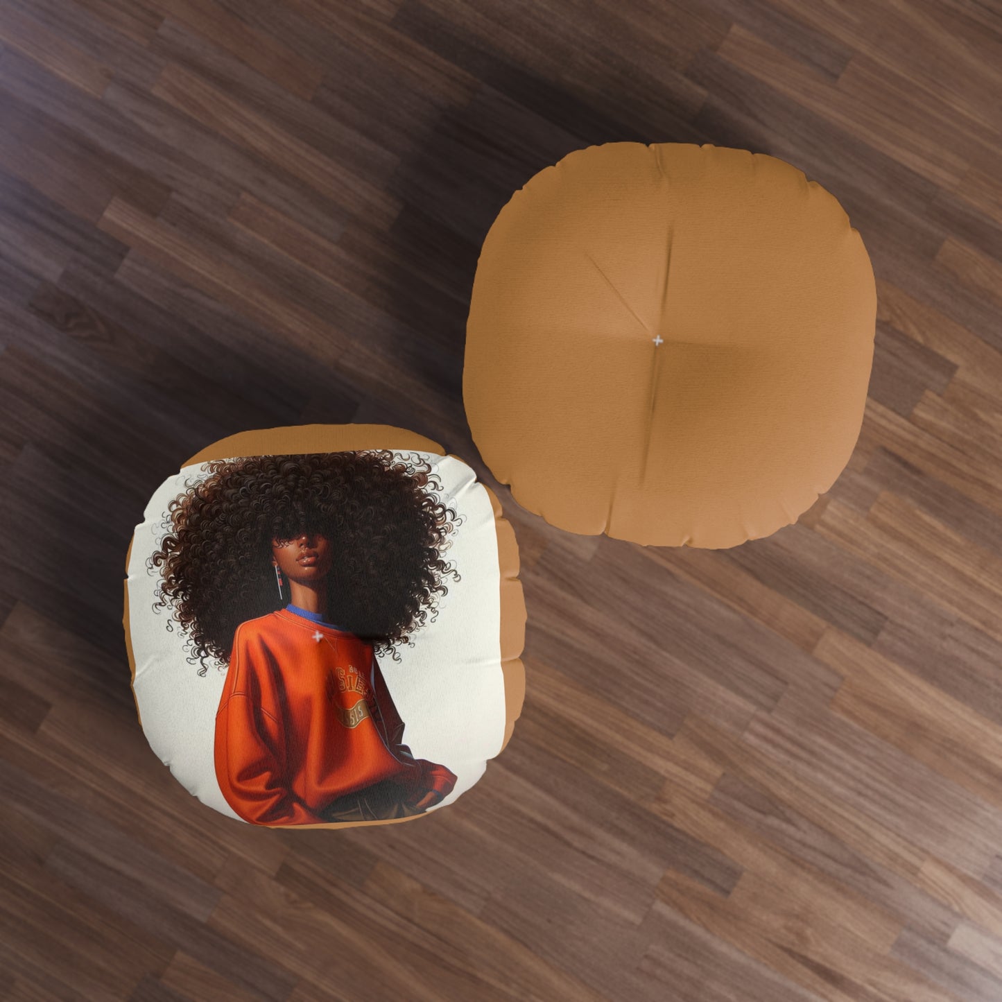 Tufted Floor Pillow with Afrocentric Design, Bohemian Decor, Cozy Seating, Unique Home Accent, Gift for Her, Round Pillow