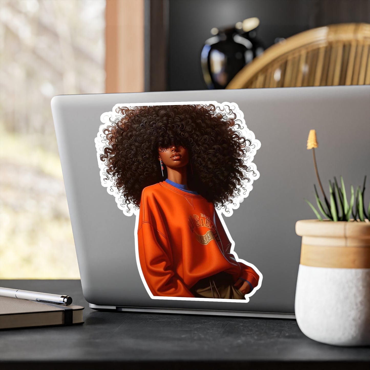 Chic Afro Woman Vinyl Decals, Inspirational Stickers, Laptop Decor, Car Stickers, Home Decor