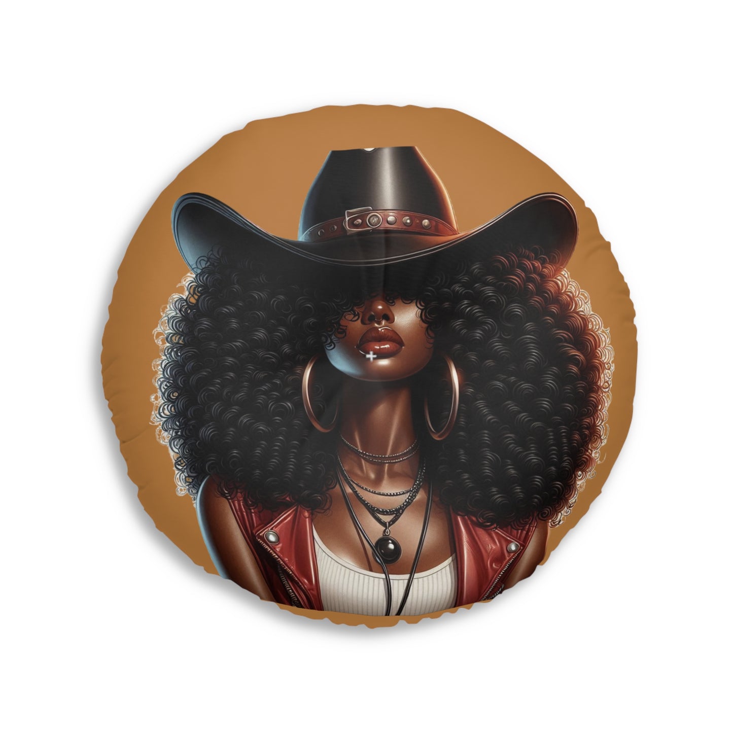 Tufted Floor Pillow with Afrocentric Design, Bohemian Decor, Cozy Seating, Unique Home Accent, Gift for Her, Round Pillow