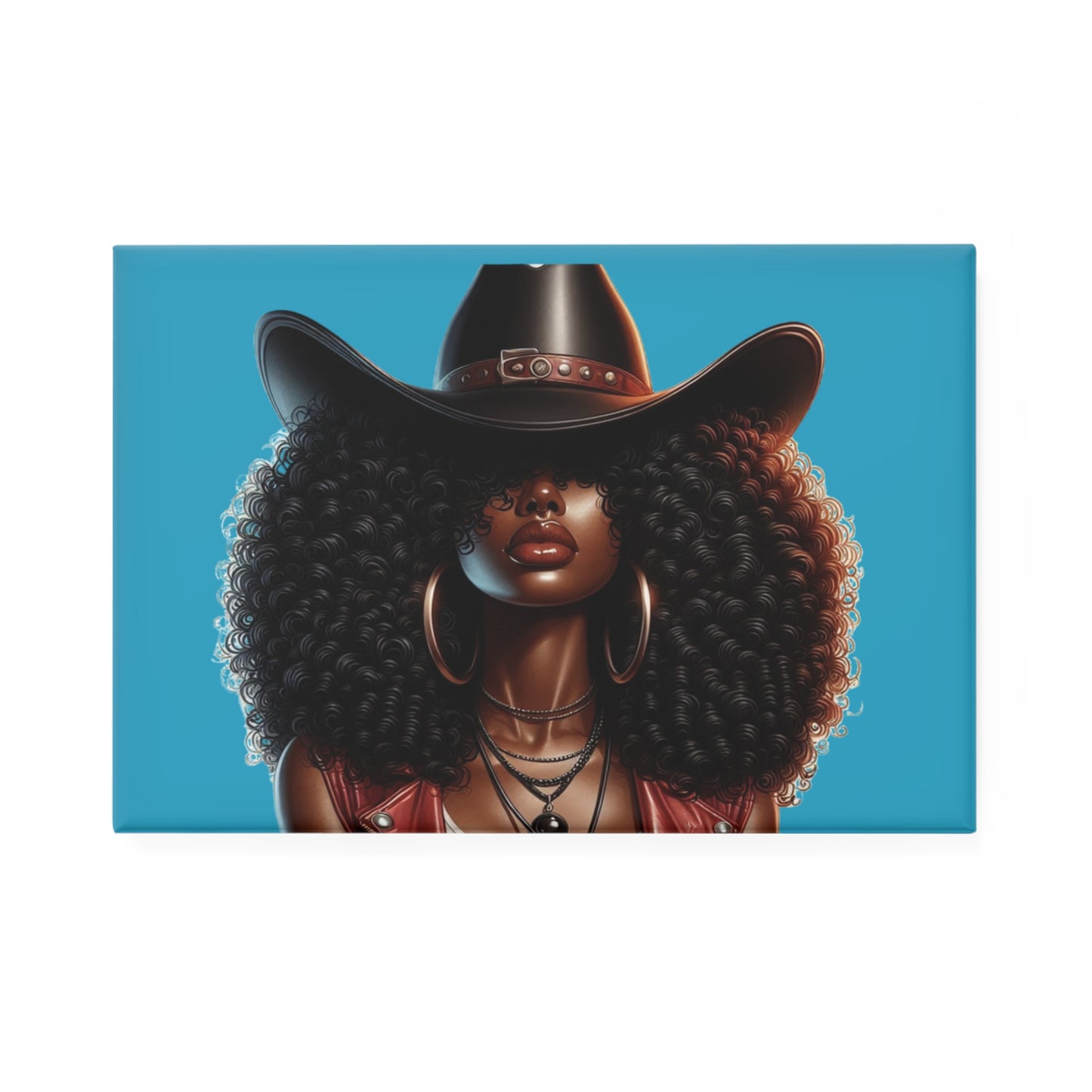 Stylish Art Magnet with Curly Hair Design, Decorative Fridge Magnet, Unique Gift for Home, Afrocentric Decor, Wall Art Accessory