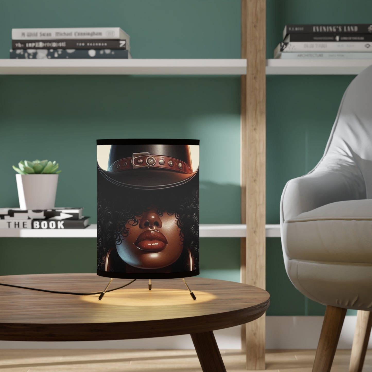 Chic Tripod Lamp with High-Res Printed Shade, Home Decor, Unique Lighting, Modern Design, Boho Aesthetic, Gift for Her