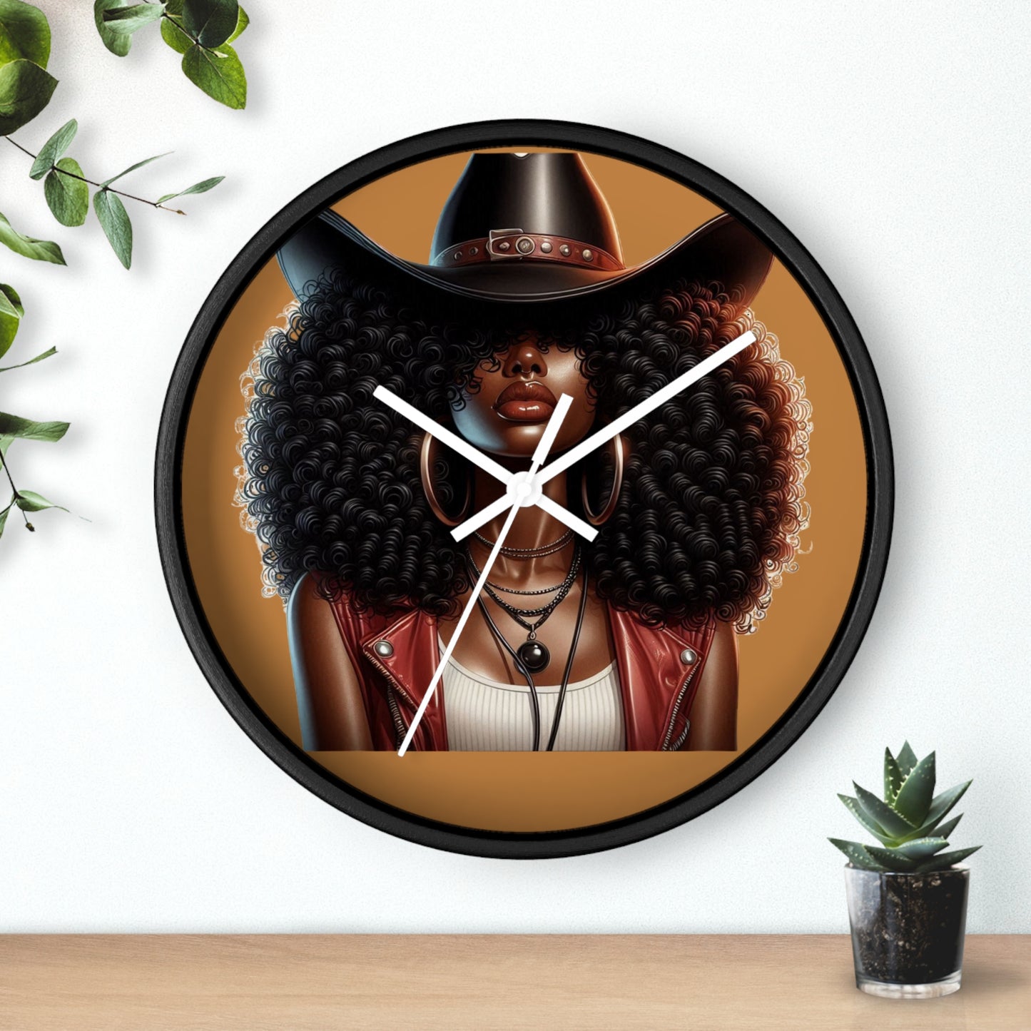 Chic Afro Wall Clock - Boho Decor, Unique Home Accent, Gift for Her, Afrocentric Wall Art, Modern Timepiece