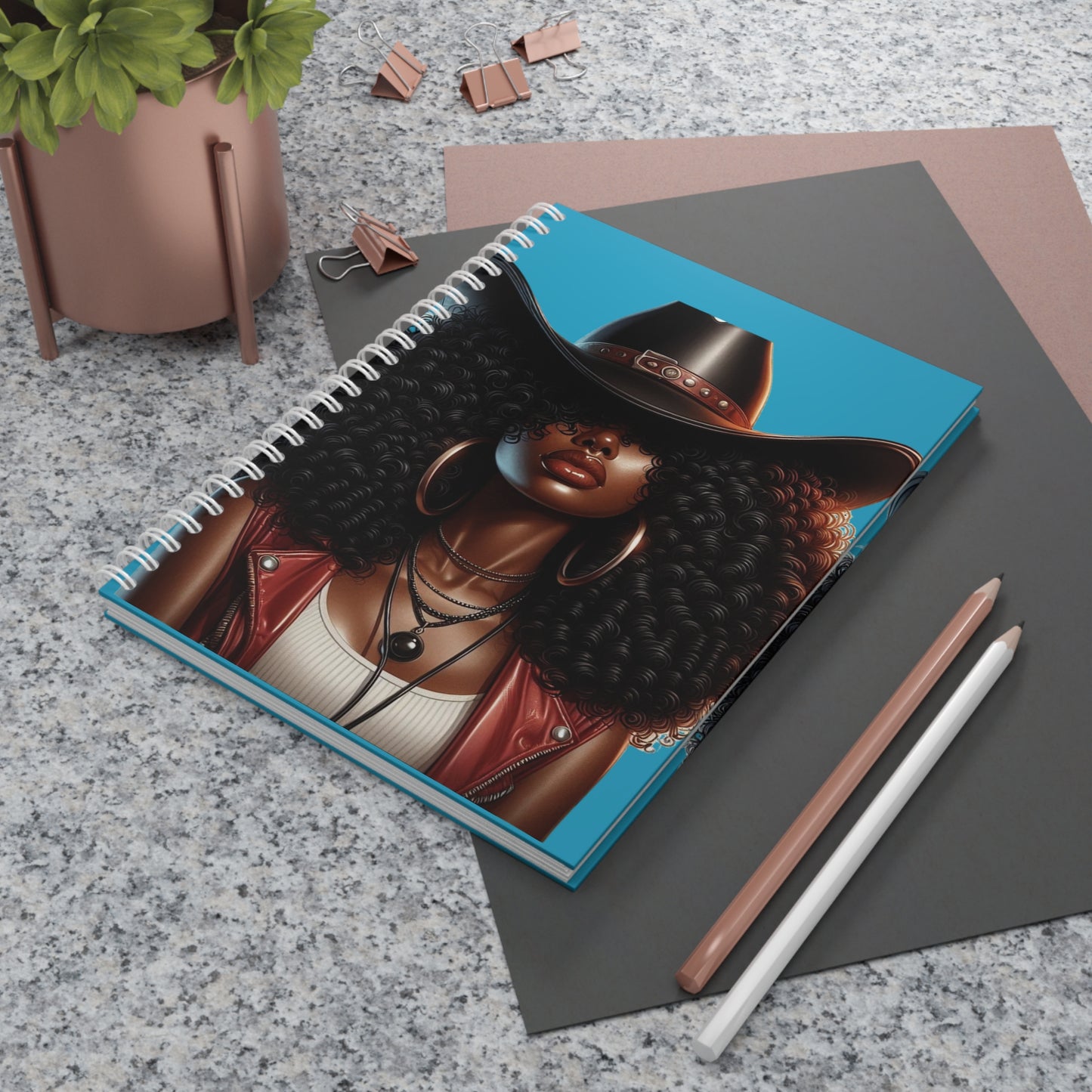 Chic Woman Spiral Notebook | Inspirational Journal, Black Girl Art Notebook, Cute Writing Pad, Gift for Her, Study Supplies