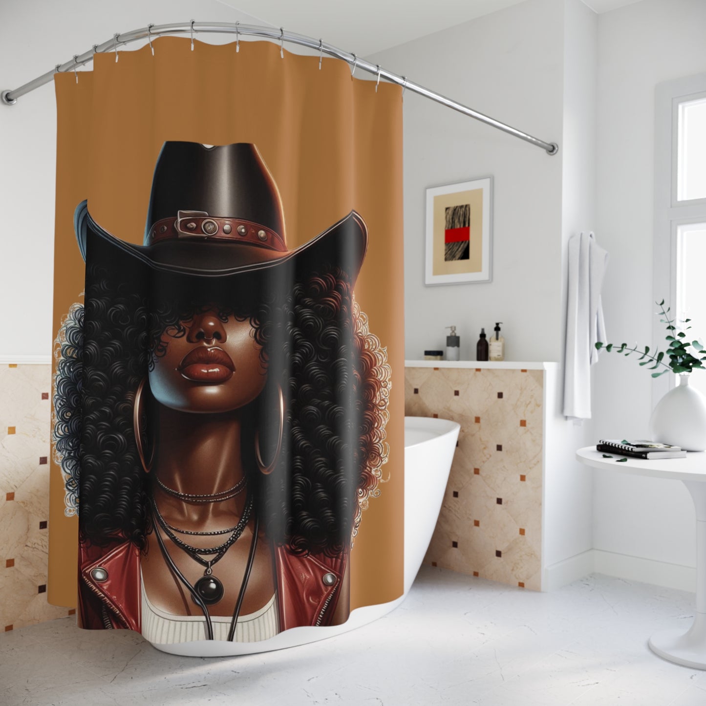 Funky Curly Hair Shower Curtains - Chic Bathroom Decor, Unique Gift for Hair Lovers, Modern Home, Stylish Bathroom Accessories, Boho Design