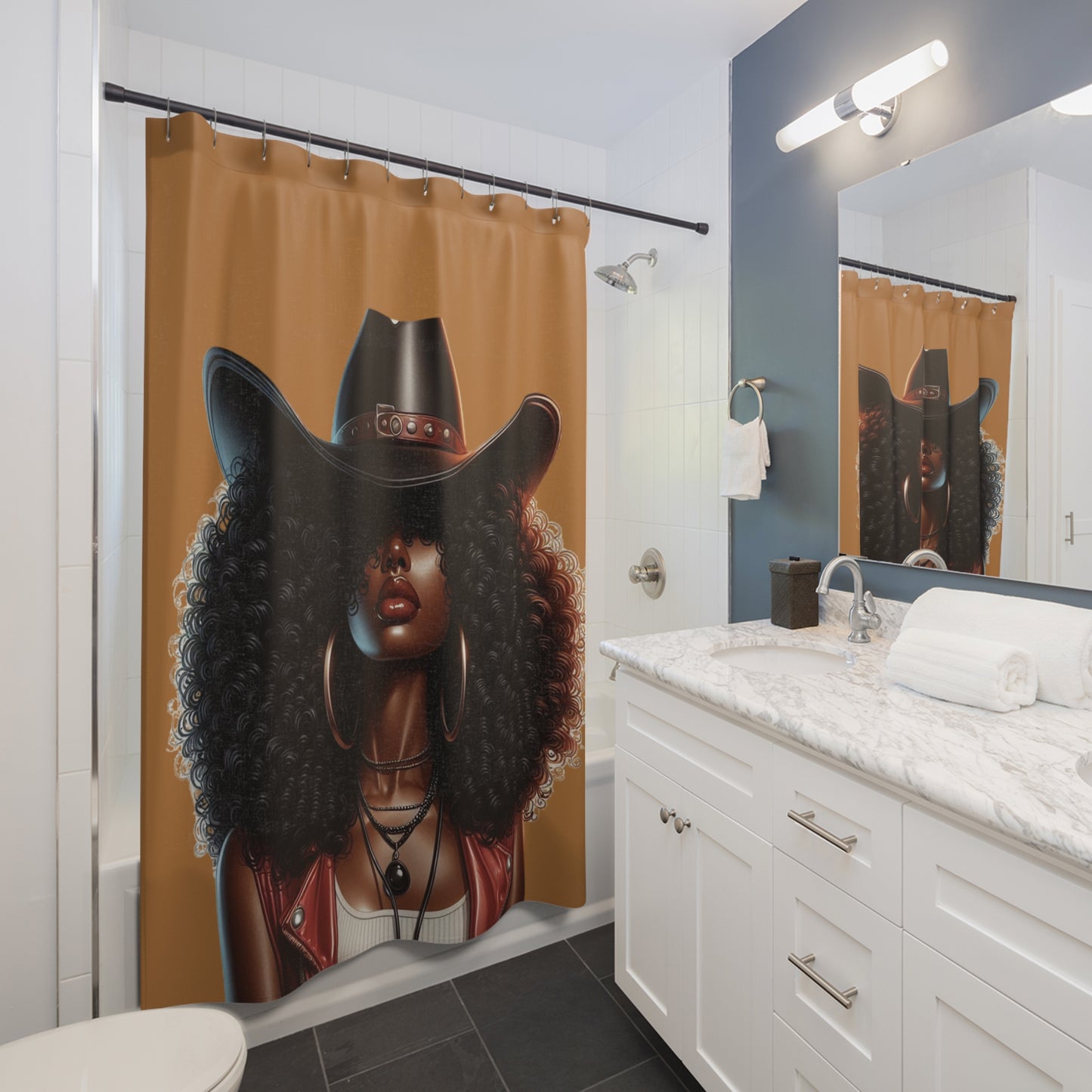 Funky Curly Hair Shower Curtains - Chic Bathroom Decor, Unique Gift for Hair Lovers, Modern Home, Stylish Bathroom Accessories, Boho Design