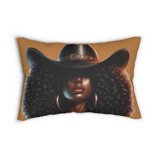 Chic Afro Woman Decorative Lumbar Pillow, Bohemian Home Decor, Gift for Her, Couch Cushion, Unique Throw Pillow