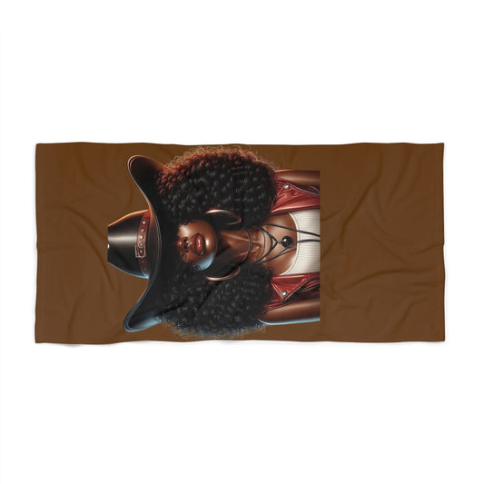 Chic Beach Towel with Curly Hair Design, Summer Towel, Beach Accessory, Poolside Essential, Gift for Beach Lovers, Vacation Must-Have