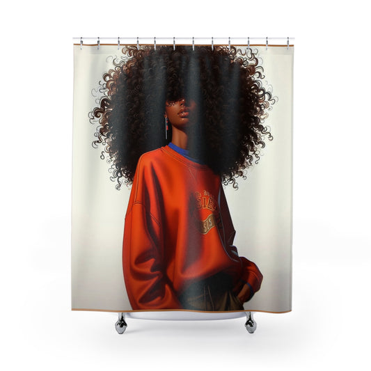 Funky Curly Hair Shower Curtains - Chic Bathroom Decor, Unique Gift for Hair Lovers, Modern Home, Stylish Bathroom Accessories, Boho Design
