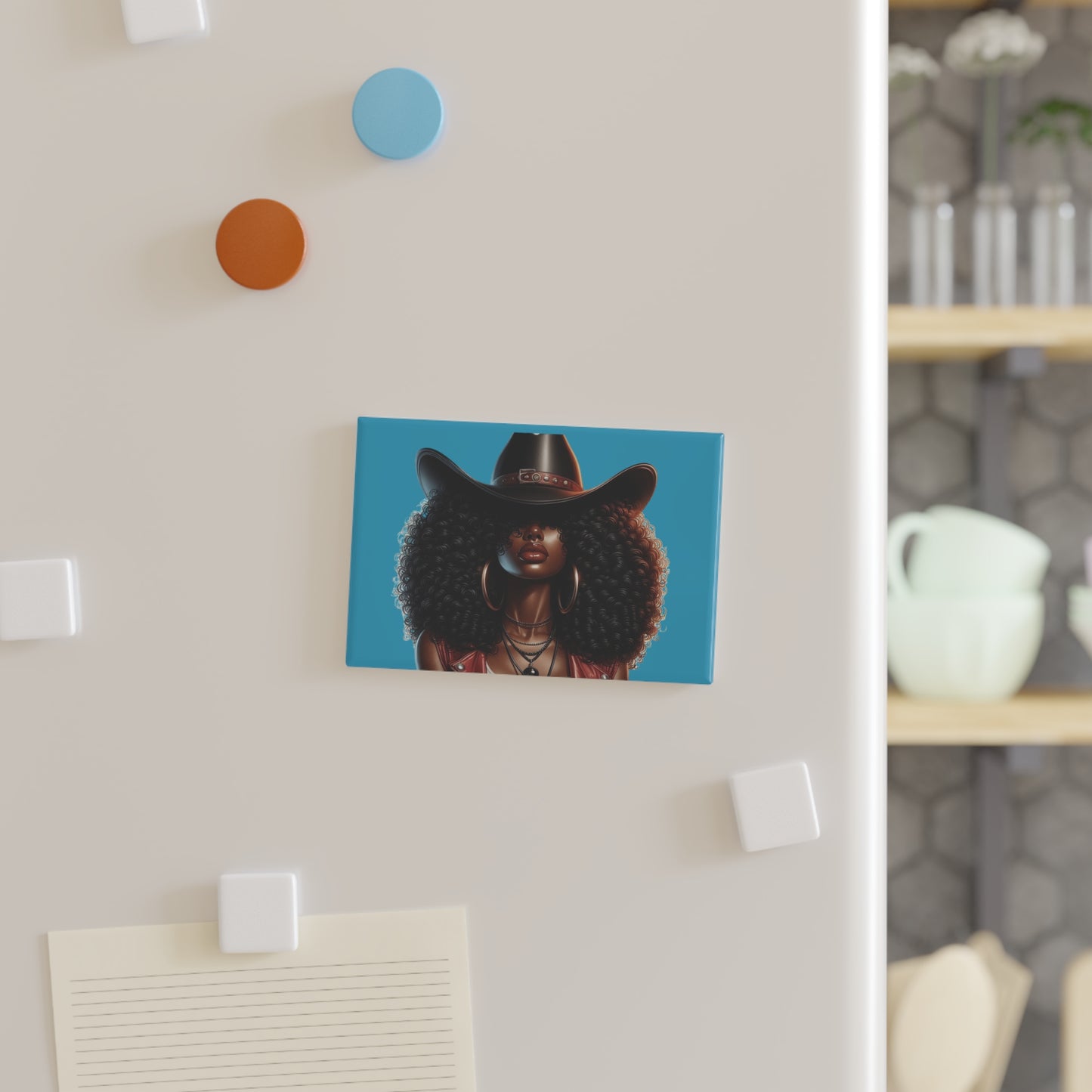 Stylish Art Magnet with Curly Hair Design, Decorative Fridge Magnet, Unique Gift for Home, Afrocentric Decor, Wall Art Accessory