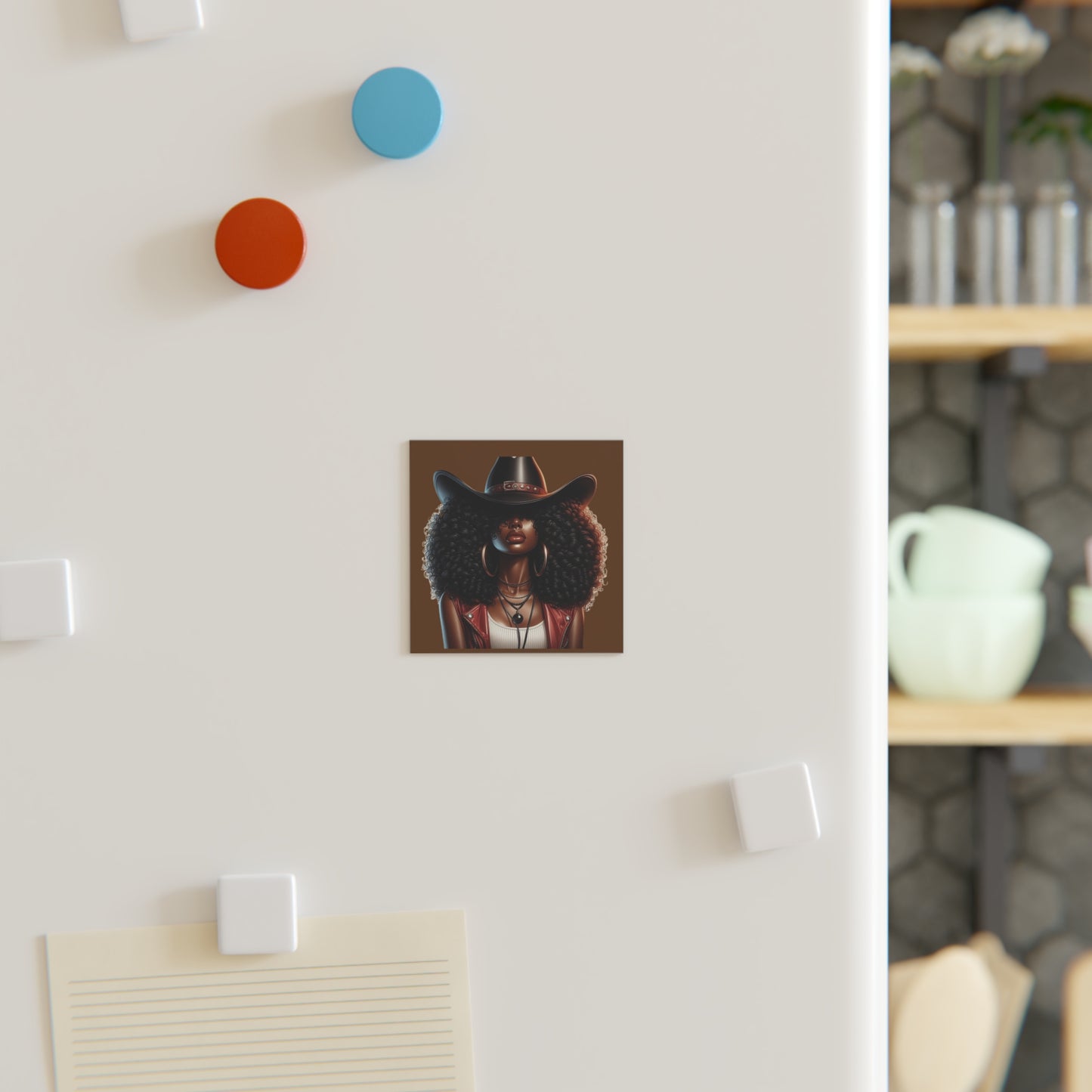 Chic Afro Woman Magnet, Stylish Home Decor, Inspirational Gift, Black Art Magnet, Collector's Item