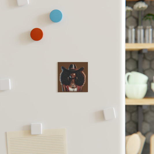 Chic Afro Woman Magnet, Stylish Home Decor, Inspirational Gift, Black Art Magnet, Collector's Item