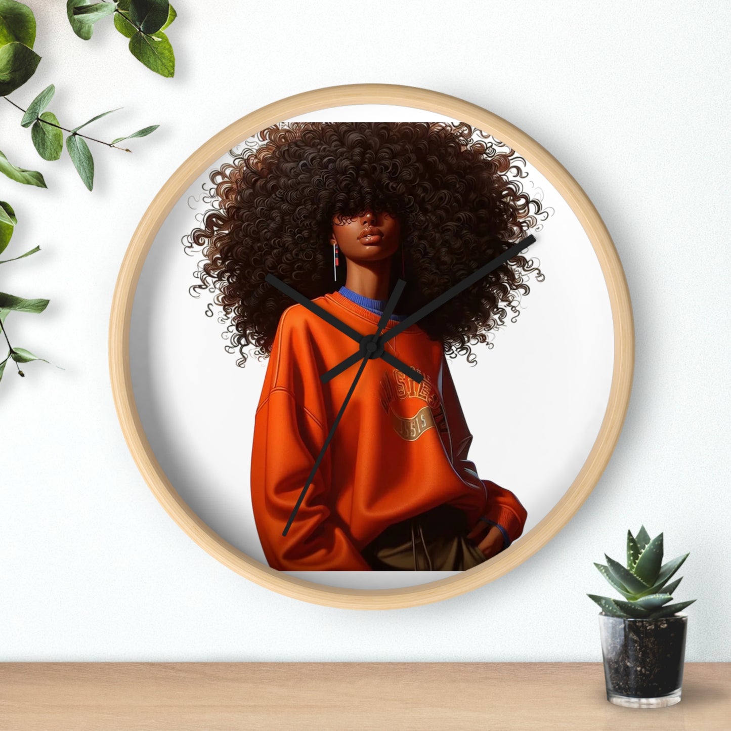 Chic Afro Wall Clock - Boho Decor, Unique Home Accent, Gift for Her, Afrocentric Wall Art, Modern Timepiece