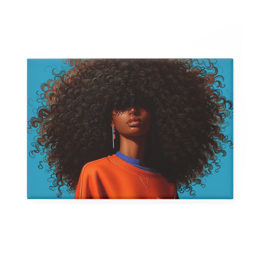 Stylish Art Magnet with Curly Hair Design, Decorative Fridge Magnet, Unique Gift for Home, Afrocentric Decor, Wall Art Accessory